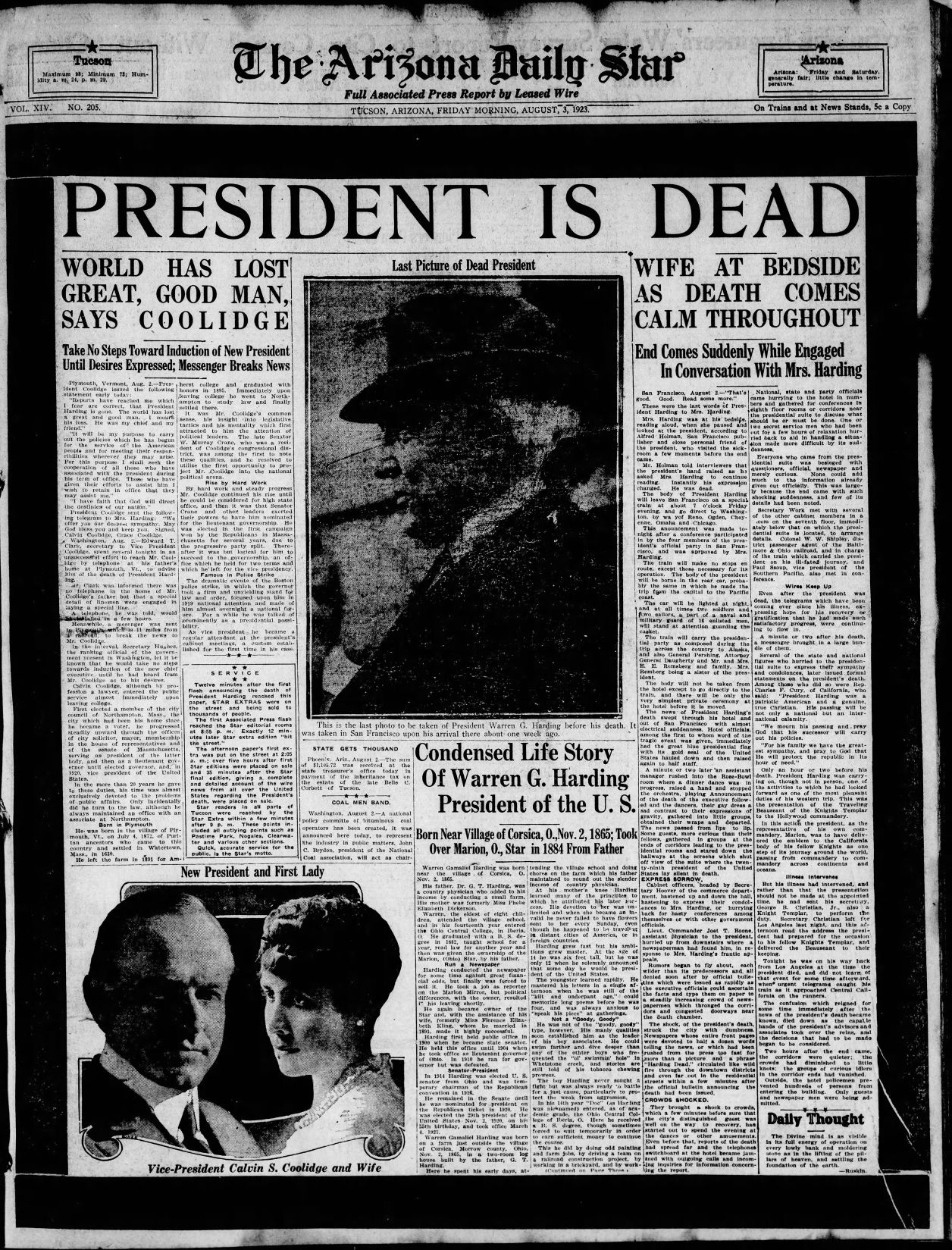 Aug. 3, 1923: President Harding dies